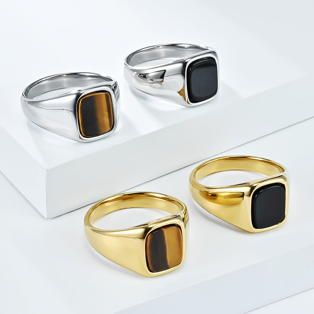 Mens Signet Ring - 새로운 패션 빈티지 스테인리스 스틸 호안석