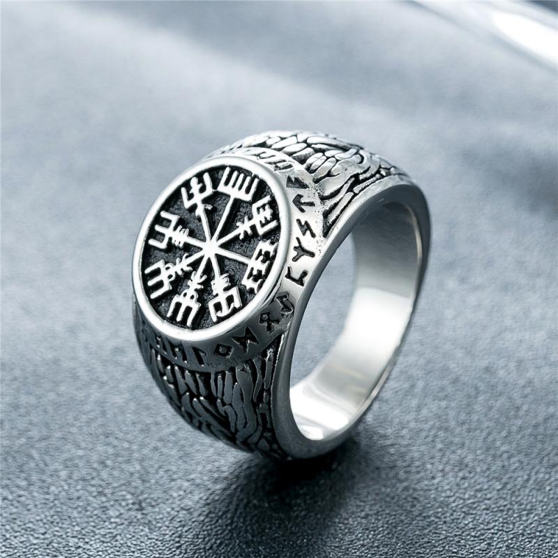 Mens Signet Ring - 남성용 빈티지 바이킹 룬 시그넷 스칸디나반