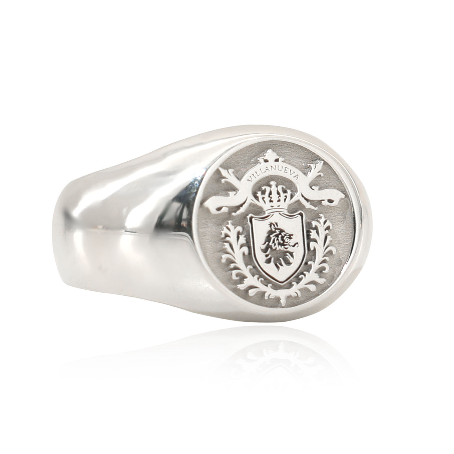 Mens Signet Ring - 17mm 원형 925 순은 남성용 가족