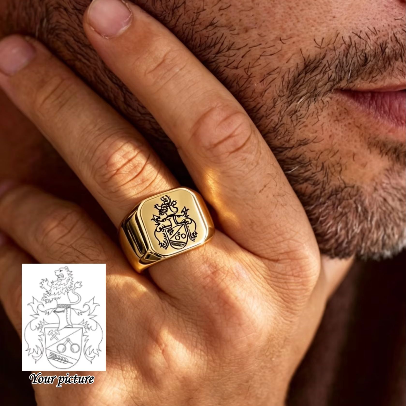 남성용 맞춤형 가족 문장 인장 반지, 개인 맞춤형 스테 - Mens Signet Ring 리뷰 및 가격
