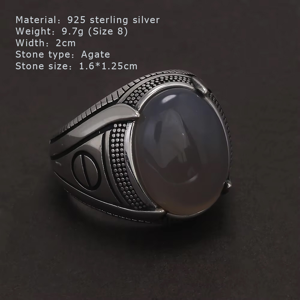 남자를위한 S925 스털링 실버 마노 인장 반지 터키  - Mens Signet Ring 리뷰 및 가격