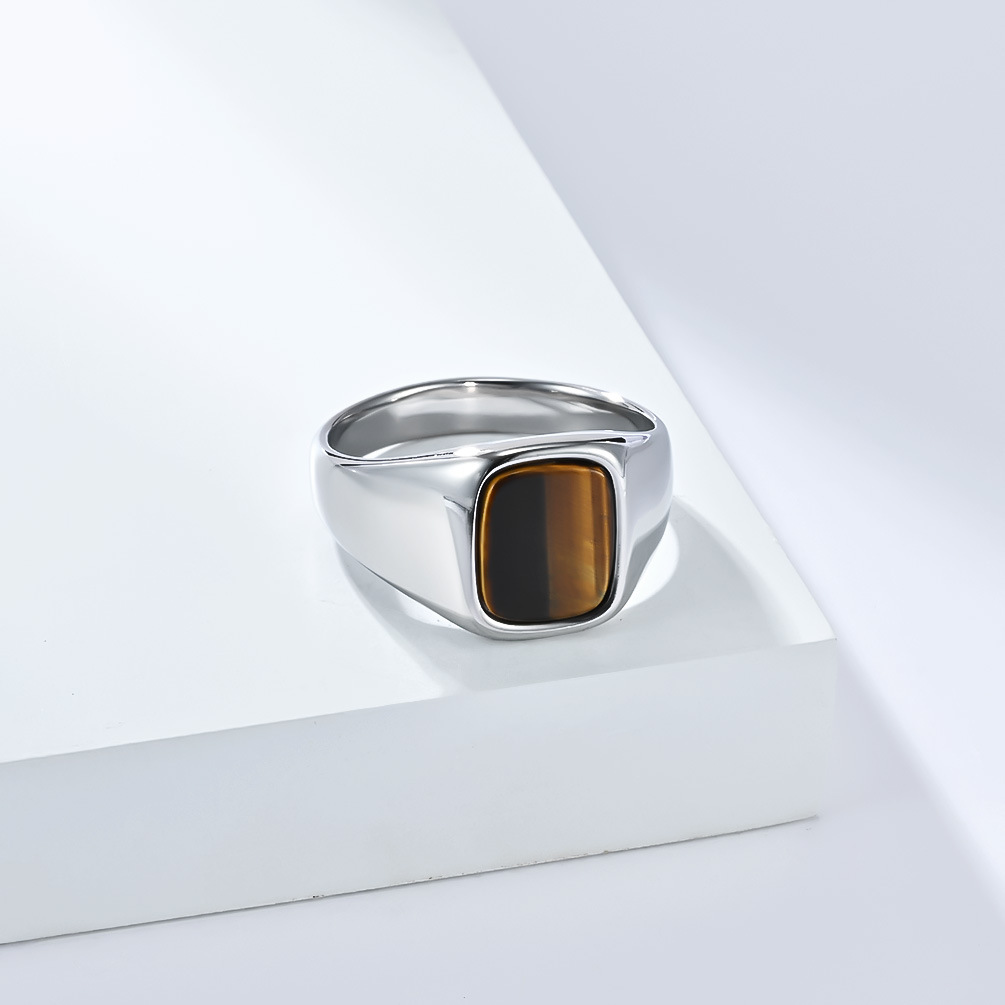 새로운 패션 빈티지 스테인리스 스틸 호안석 블랙 스톤  - Mens Signet Ring 리뷰 및 가격