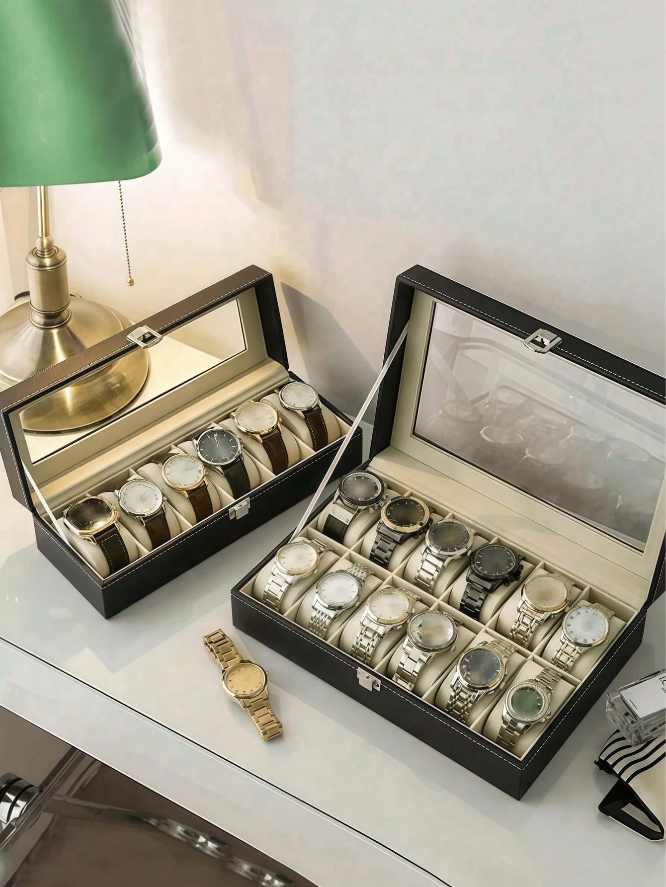 잠금장치가 있는 가죽 시계 상자, 대용량 시계 진열 케 - Jewelry Organizer Watches 리뷰 및 가격