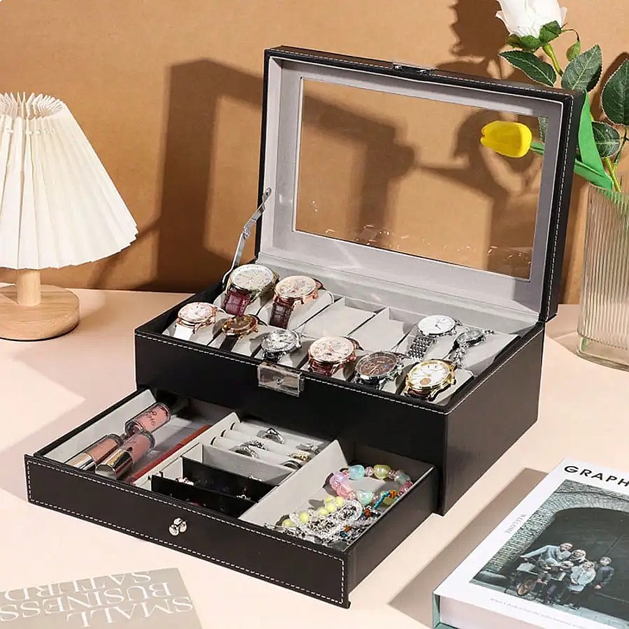 12슬롯 시계 보관함(서랍 포함), 고급 가죽 시계 보 - Jewelry Organizer Watches 리뷰 및 가격