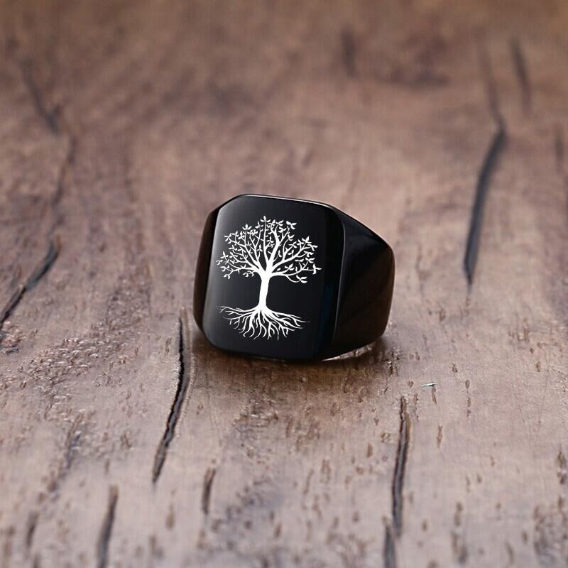 Vnox Rock 펑크 생명의 나무 남성용 인장 반지  - Mens Signet Ring 리뷰 및 가격