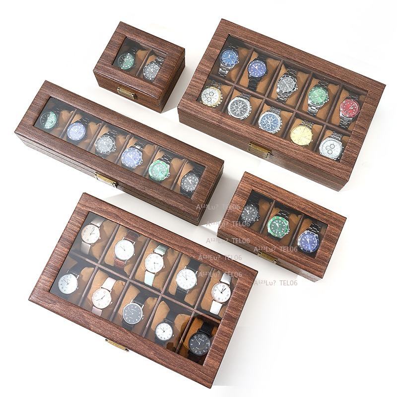 빈티지 나무결 PU 가죽 시계 상자 방진 디스플레이 주 - Jewelry Organizer Watches 리뷰 및 가격