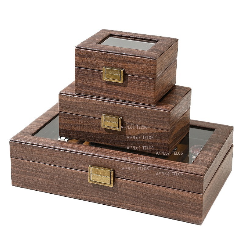 빈티지 나무결 PU 가죽 시계 상자 방진 디스플레이 주 - Jewelry Organizer Watches 리뷰 및 가격