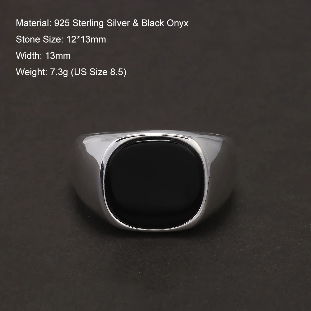 남자를위한 S925 스털링 실버 블랙 오닉스 인장 반지 - Mens Signet Ring 리뷰 및 가격