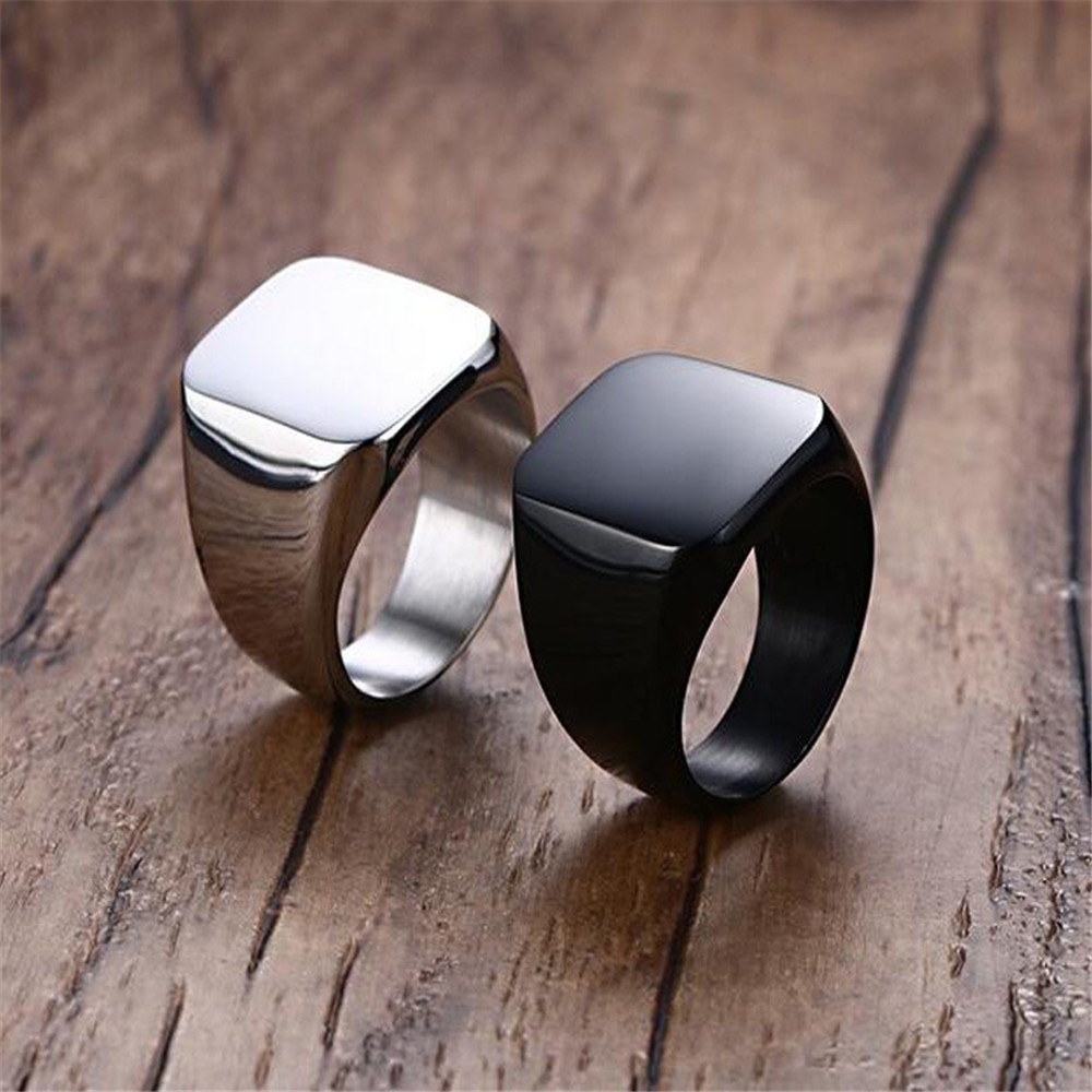패션 남자 블랙 부드러운 스테인레스 스틸 반지 광택 인 - Mens Signet Ring 리뷰 및 가격