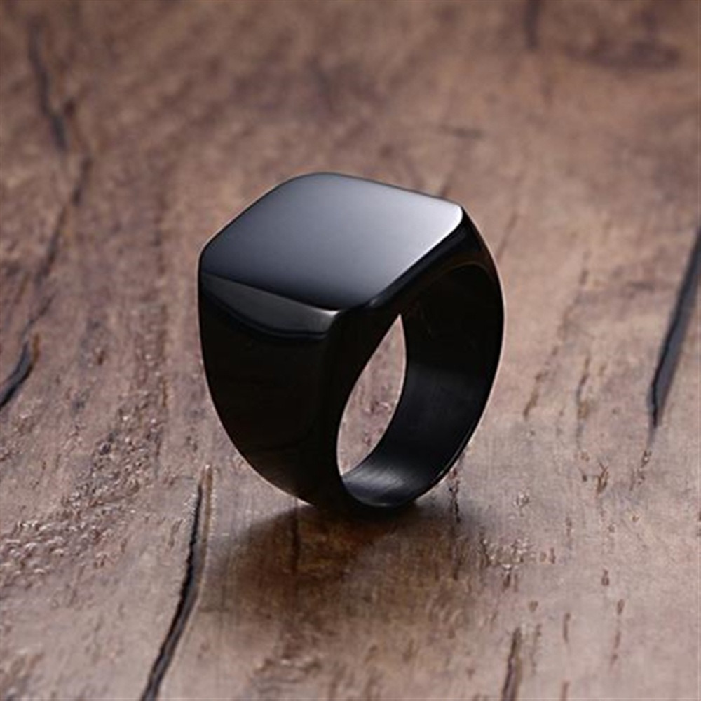 패션 남자 블랙 부드러운 스테인레스 스틸 반지 광택 인 - Mens Signet Ring 리뷰 및 가격