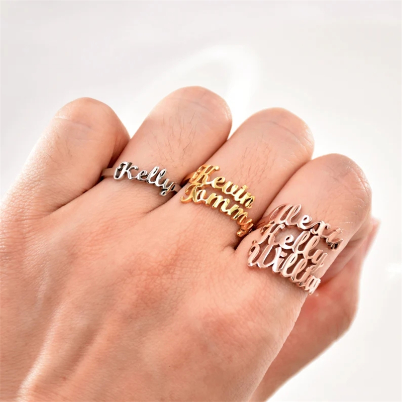 남성 여성을위한 가족 반지 사용자 정의 더블 이름 반지 - Couple Ring Set 리뷰 및 가격